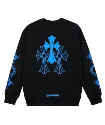 Chrome Hearts Blue Logo Crewneck Sweatshirt Black