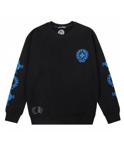 Chrome Hearts Blue Logo Crewneck Sweatshirt Black