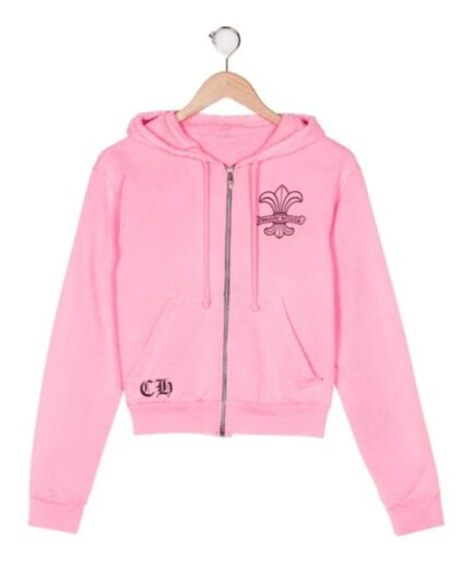 Chrome Hearts Girls Zip-Up Pink Hoodie