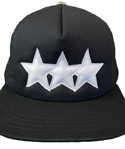 Chrome Hearts Leather Star Trucker Hat – Black-White