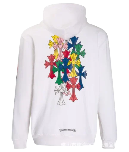 Chrome Hearts Multi Color Cross Hoodie – White