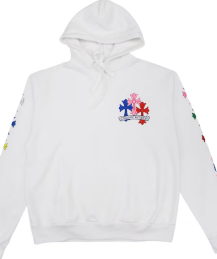 Chrome Hearts Multi Color Cross White Hoodie